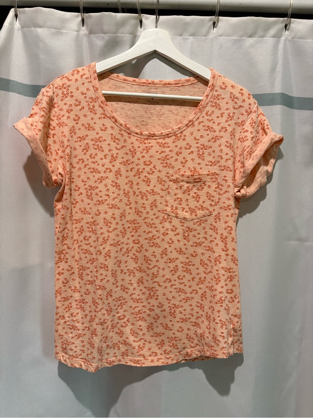 a.n.a Peach Floral Short Sleeve Pocket Tee